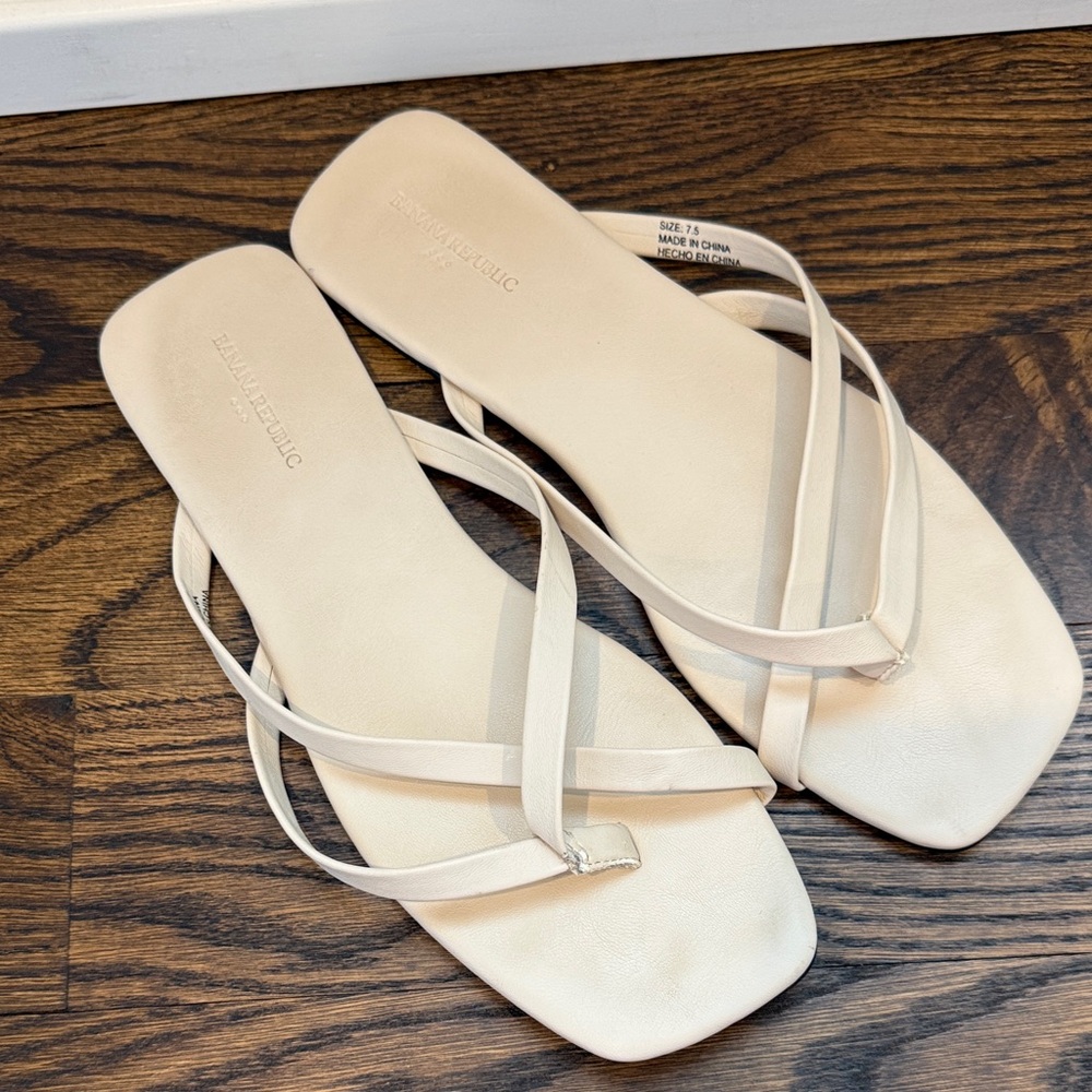 Banana Republic Cream Square-Toe Sandals